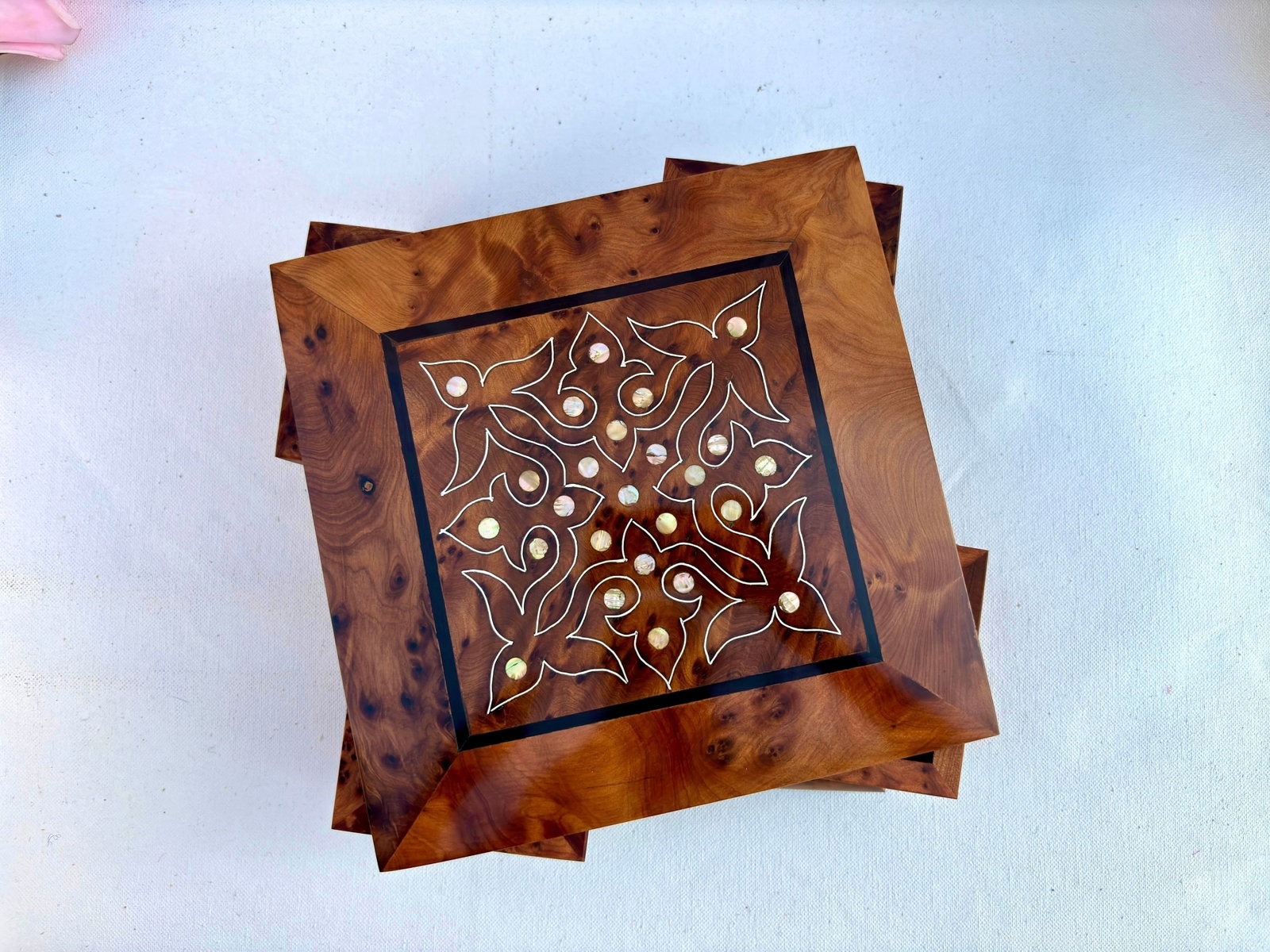Lockable Puzzle Thuya Burl Wood Jewelry Box - 3