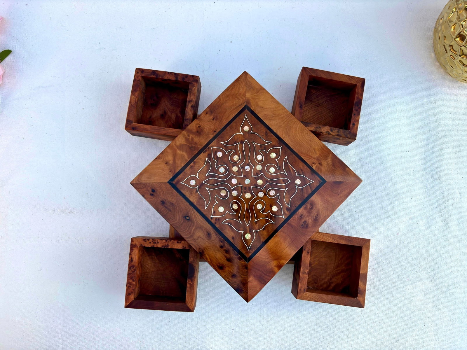 Lockable Puzzle Thuya Burl Wood Jewelry Box - 6