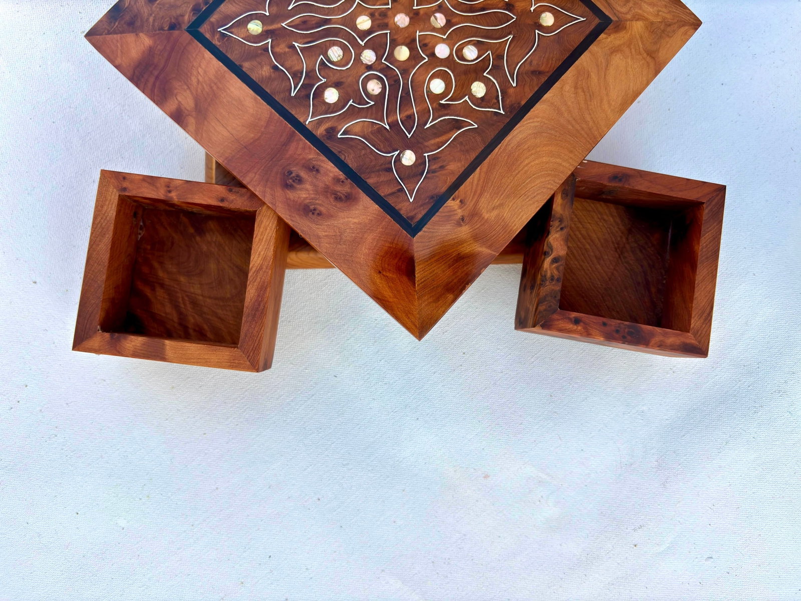 Lockable Puzzle Thuya Burl Wood Jewelry Box - 9