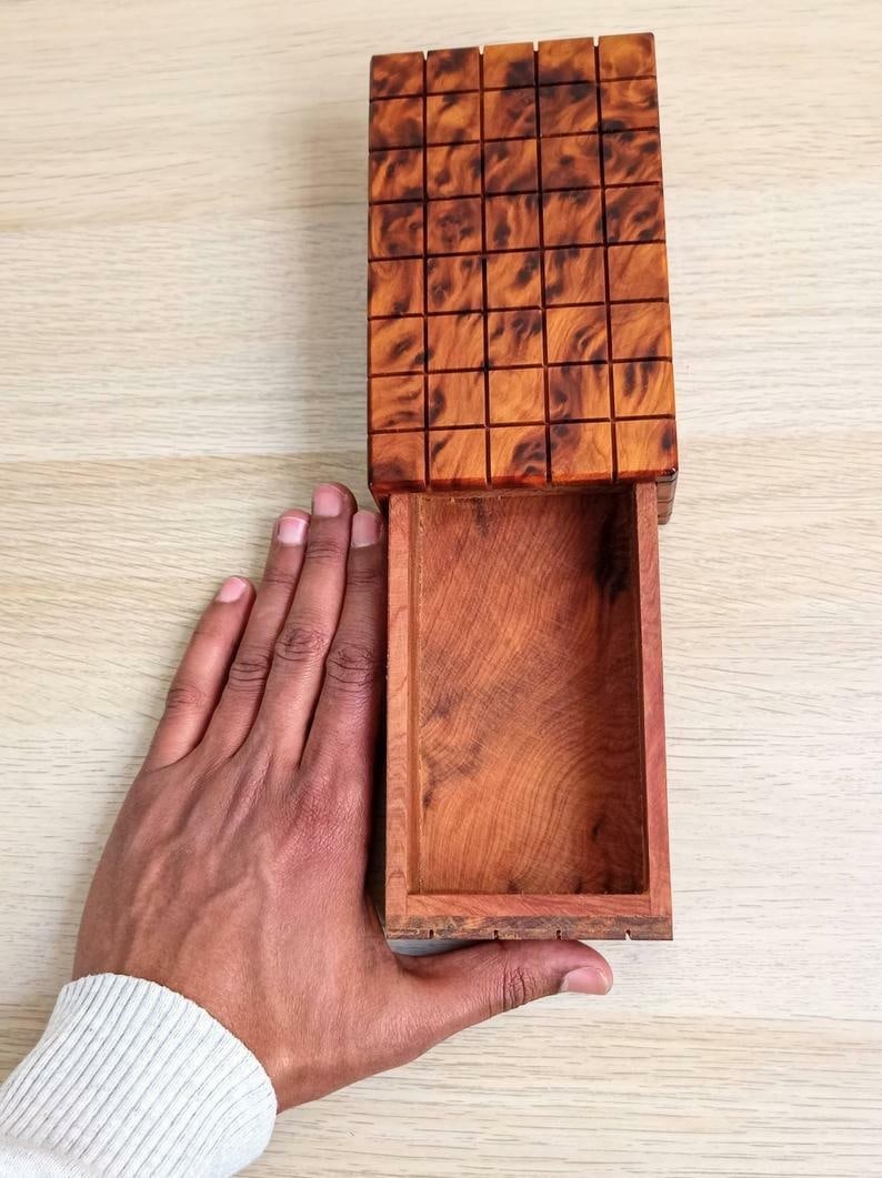 Puzzle Thuya Burl Wood Jewelry Box - 3