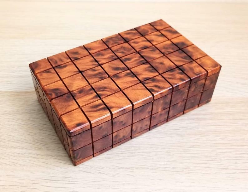 Puzzle Thuya Burl Wood Jewelry Box - 4