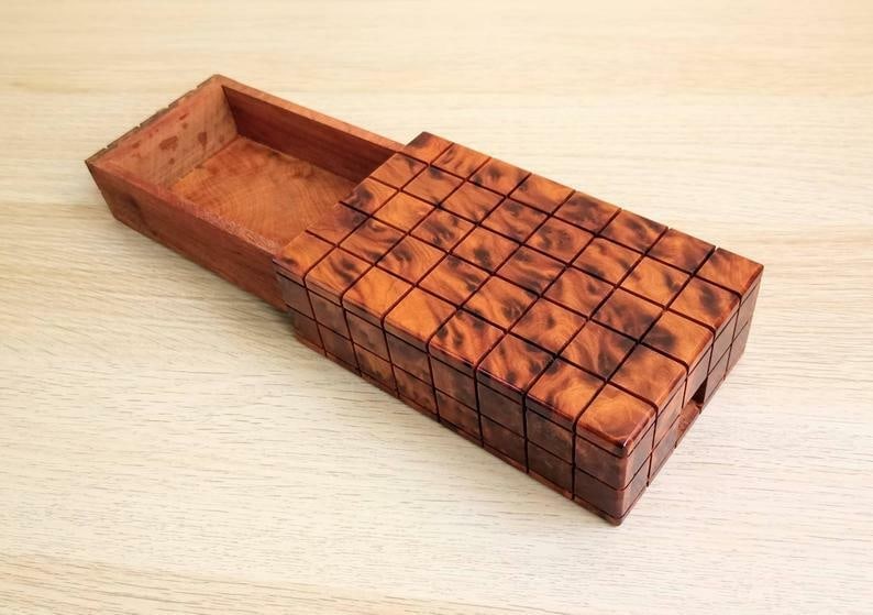 Puzzle Thuya Burl Wood Jewelry Box - 6