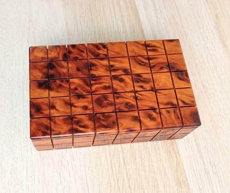 Puzzle Thuya Burl Wood Jewelry Box - 7