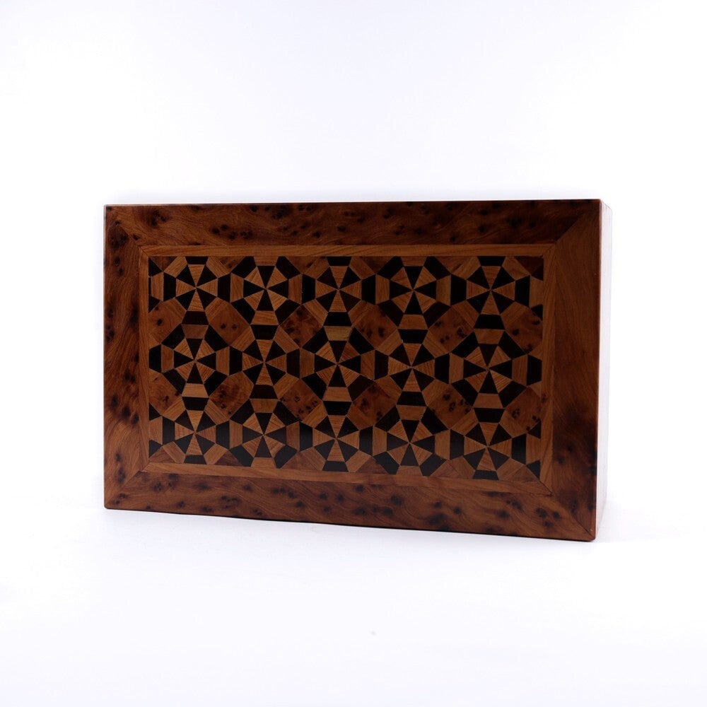 Lockable Thuya Burl Wood Jewelry Box – 9.25" × 5.90" × 3.74" - 7