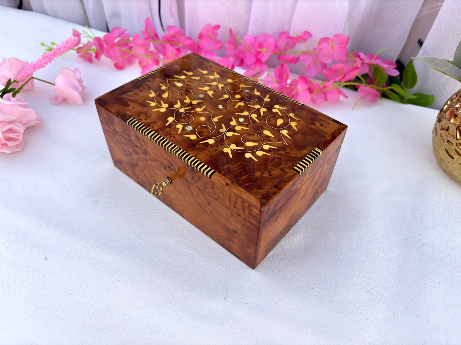 Thuya Burl Wood Jewelry Box – 8 × 5" - 4