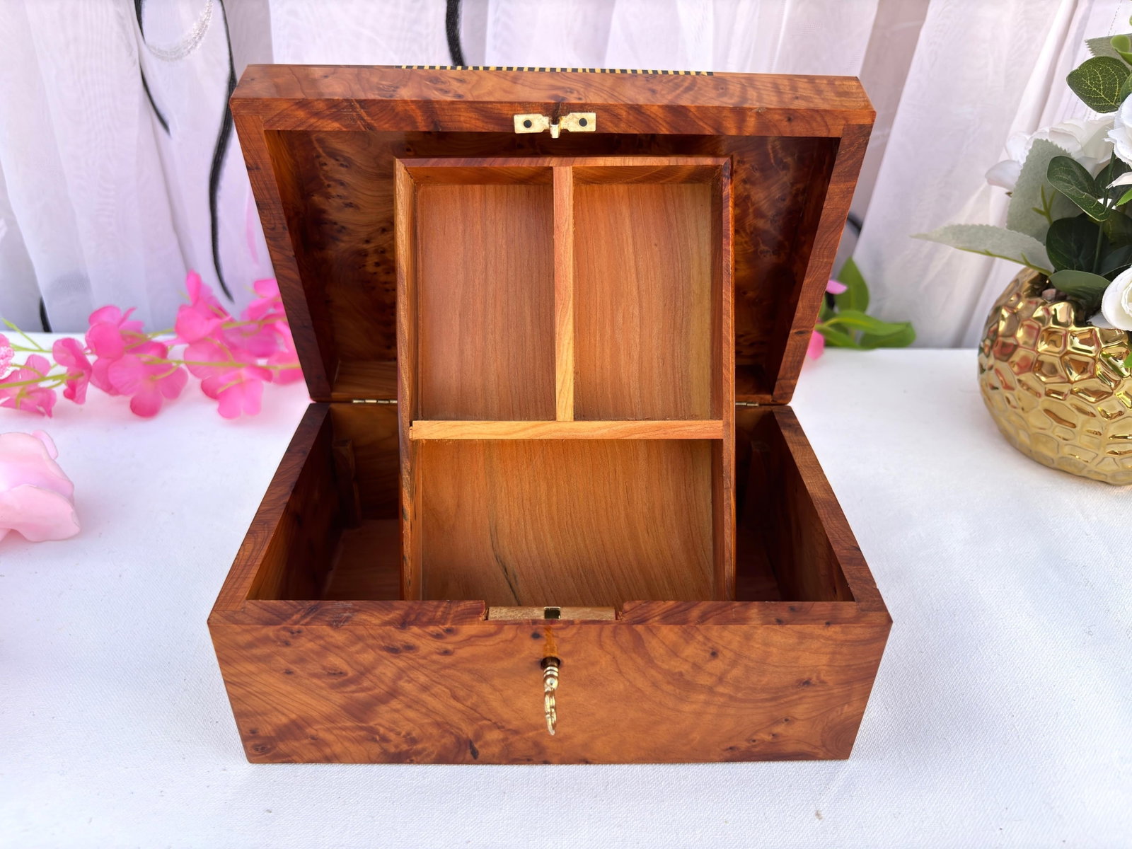 Thuya Burl Wood Jewelry Box – 8 × 5" - 6