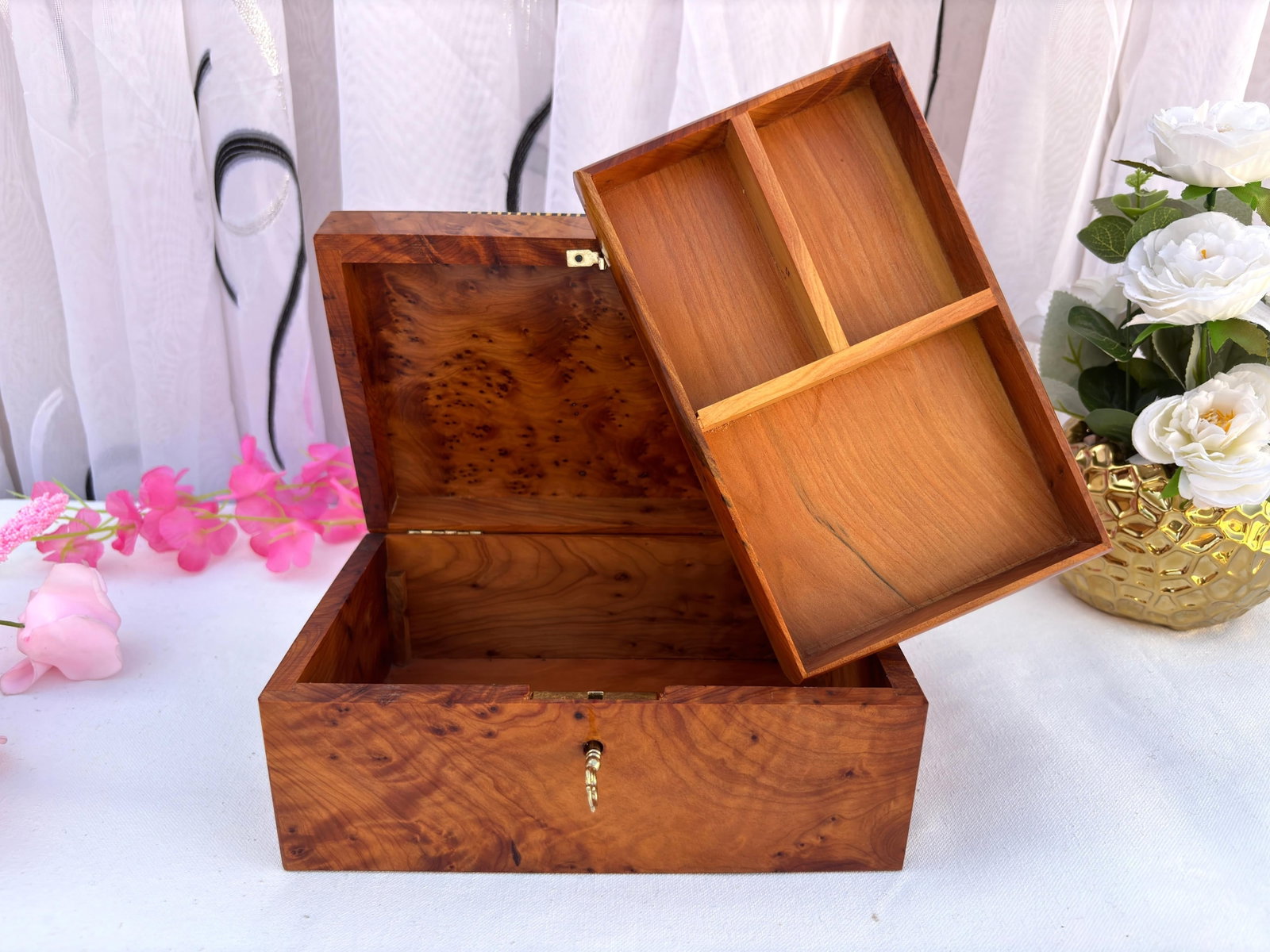 Thuya Burl Wood Jewelry Box – 8 × 5" - 7