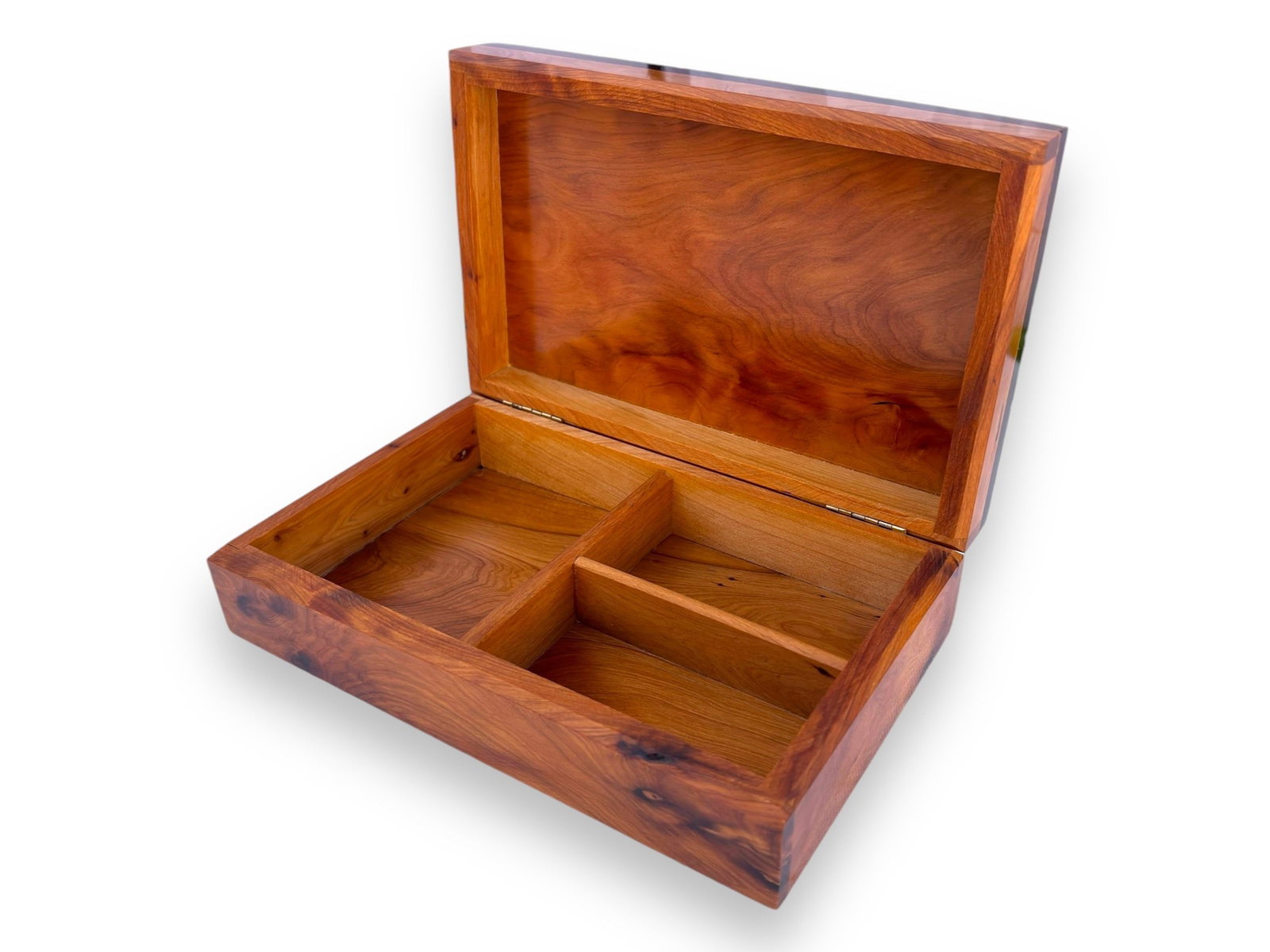 Lockable Thuya Burl Wood Jewelry Box – 8 × 5" - 2