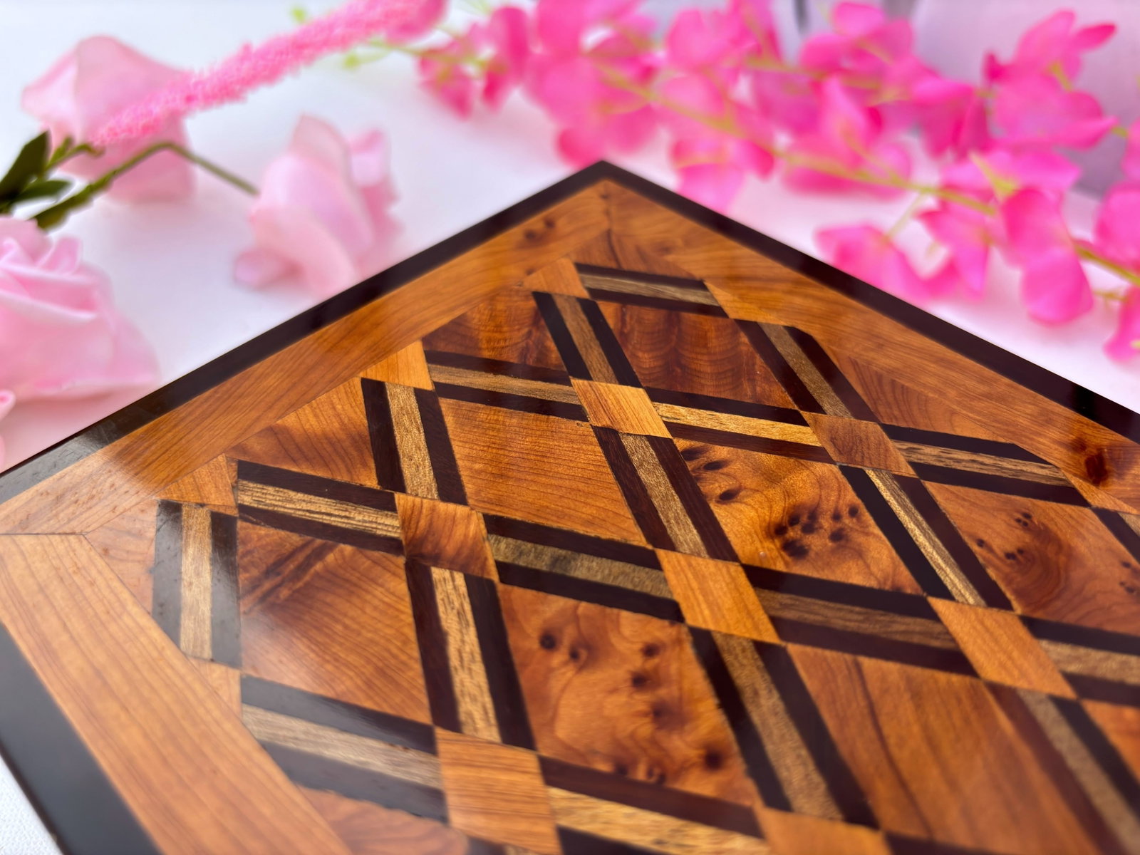 Lockable Thuya Burl Wood Jewelry Box – 8 × 5" - 5