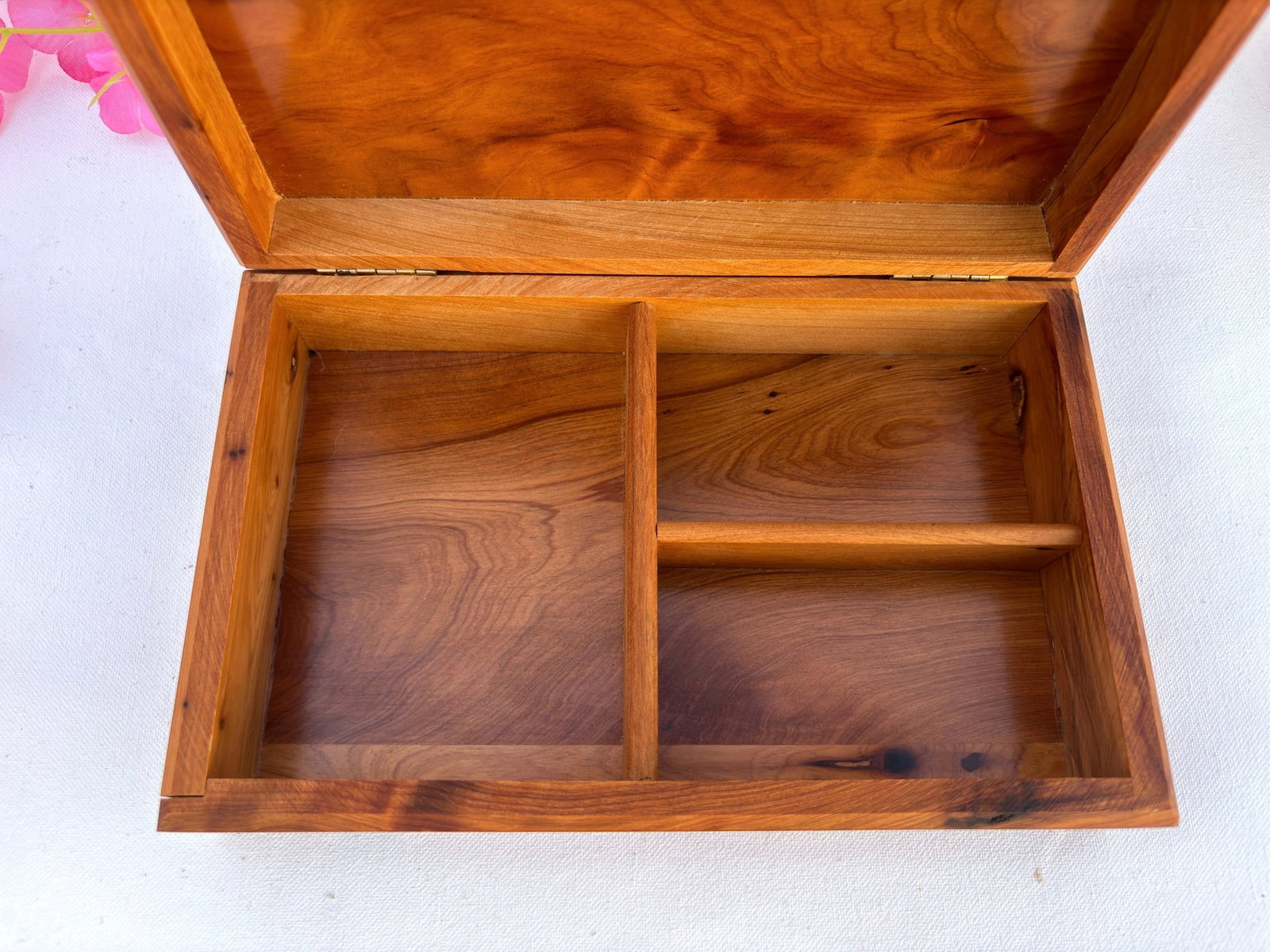 Lockable Thuya Burl Wood Jewelry Box – 8 × 5" - 8