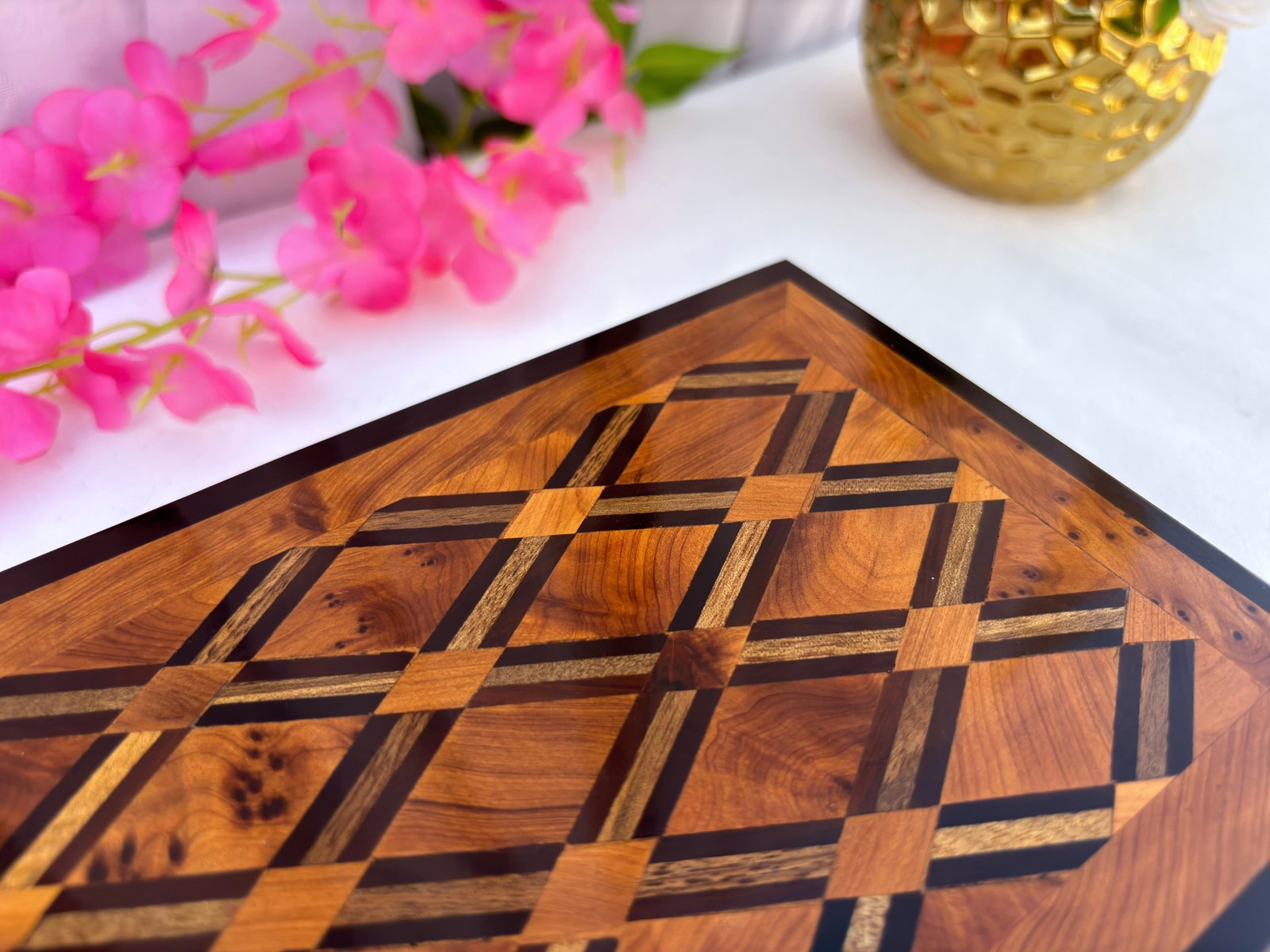 Lockable Thuya Burl Wood Jewelry Box – 8 × 5" - 9