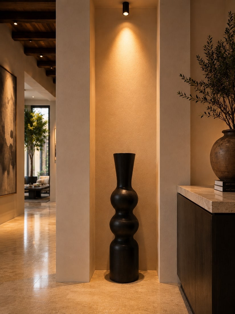Handmade Tadelakt Lime Plaster Vase – Sculptural Home Decor - 2