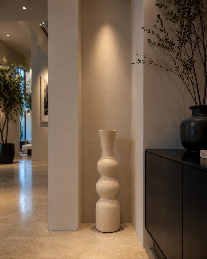 Handmade Tadelakt Lime Plaster Vase – Sculptural Home Decor - 8