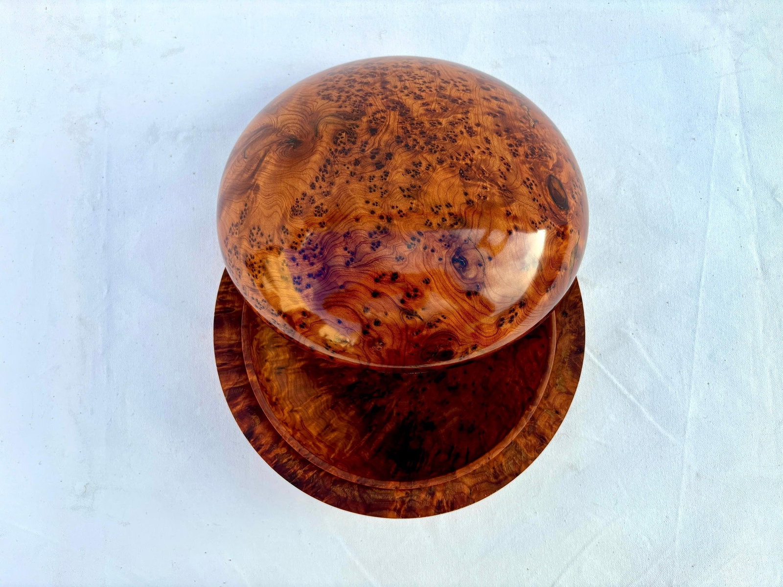 Lockable Thuya Burl Wood Jewelry Box – 9 × 9" - 3
