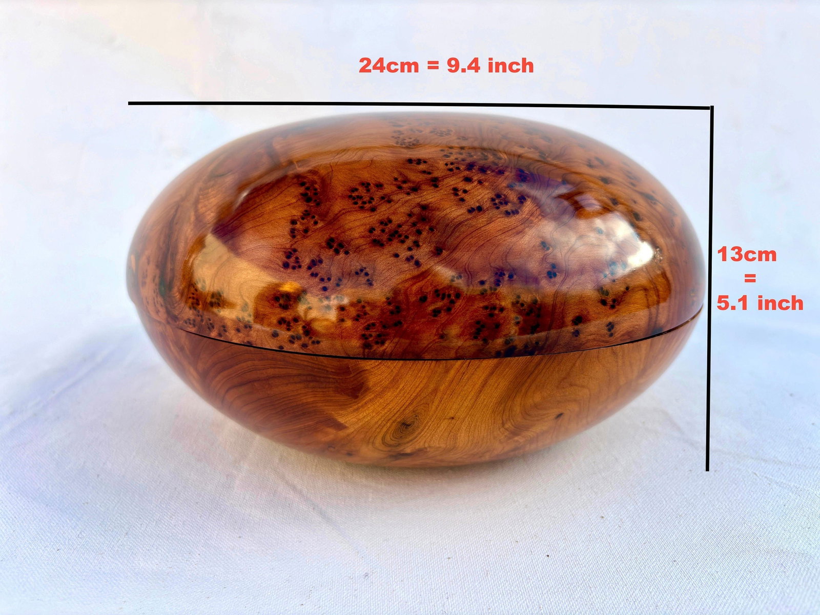 Lockable Thuya Burl Wood Jewelry Box – 9 × 9" - 6