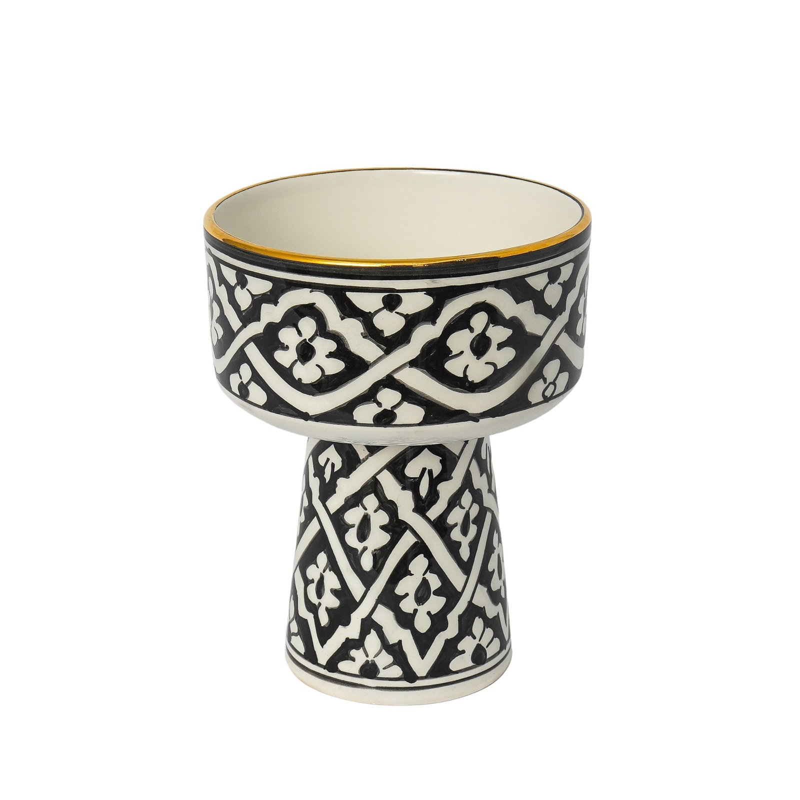Vintage Handcrafted White Clay Vase – Natural Dyes and Real Gold Foil - 2