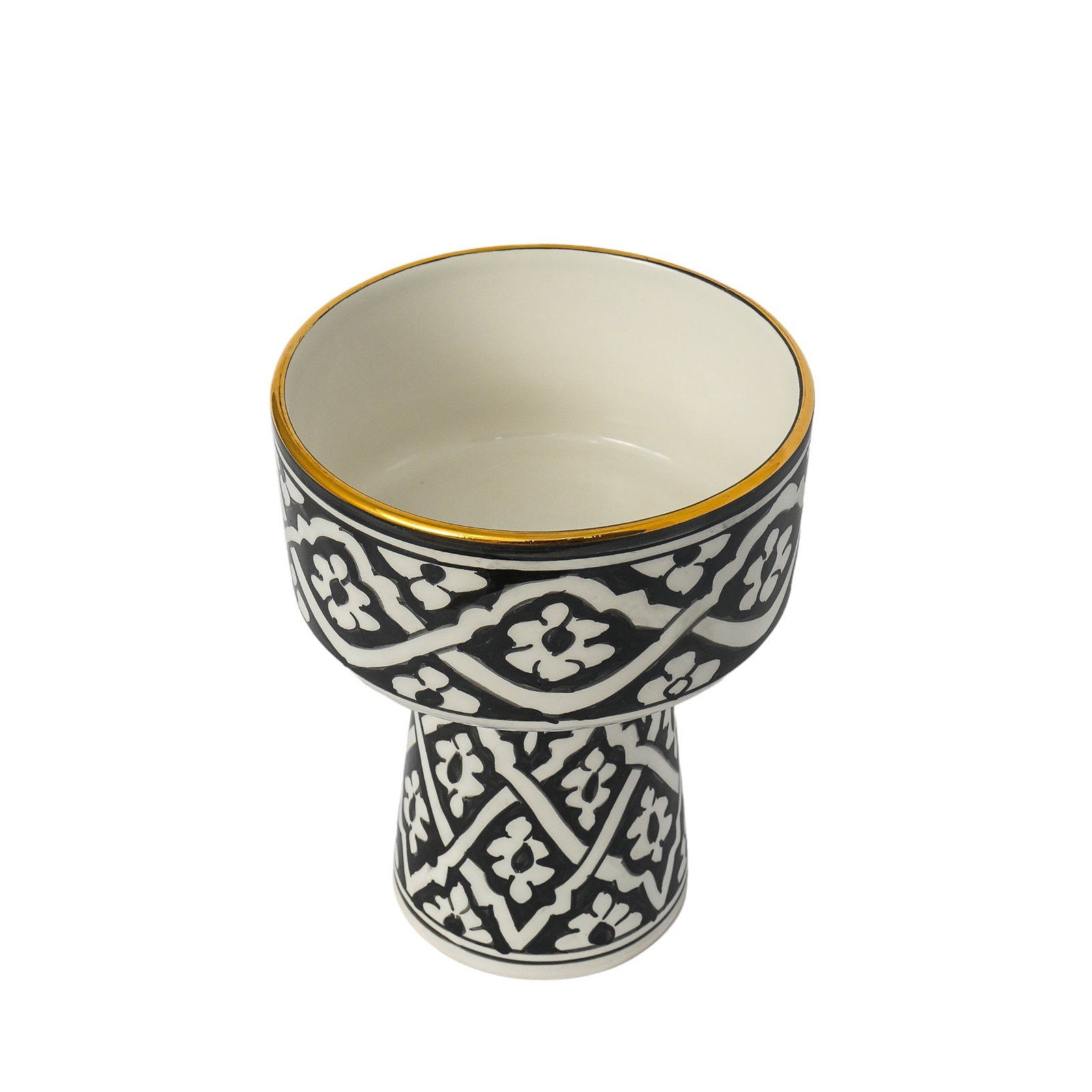 Vintage Handcrafted White Clay Vase – Natural Dyes and Real Gold Foil - 3