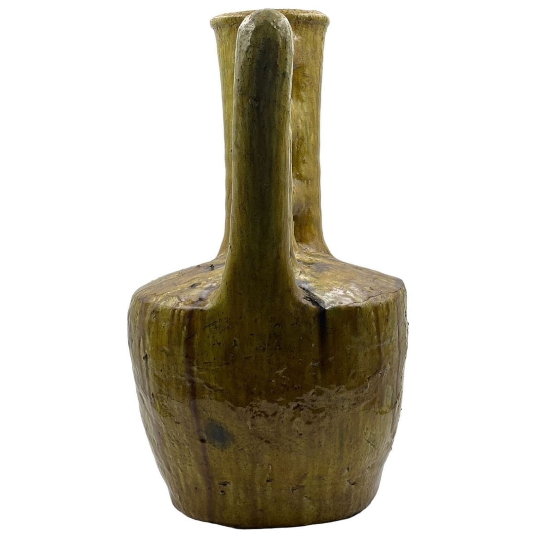 Green Tamegroute Pottery Vase – Handcrafted Natural Glaze - 2