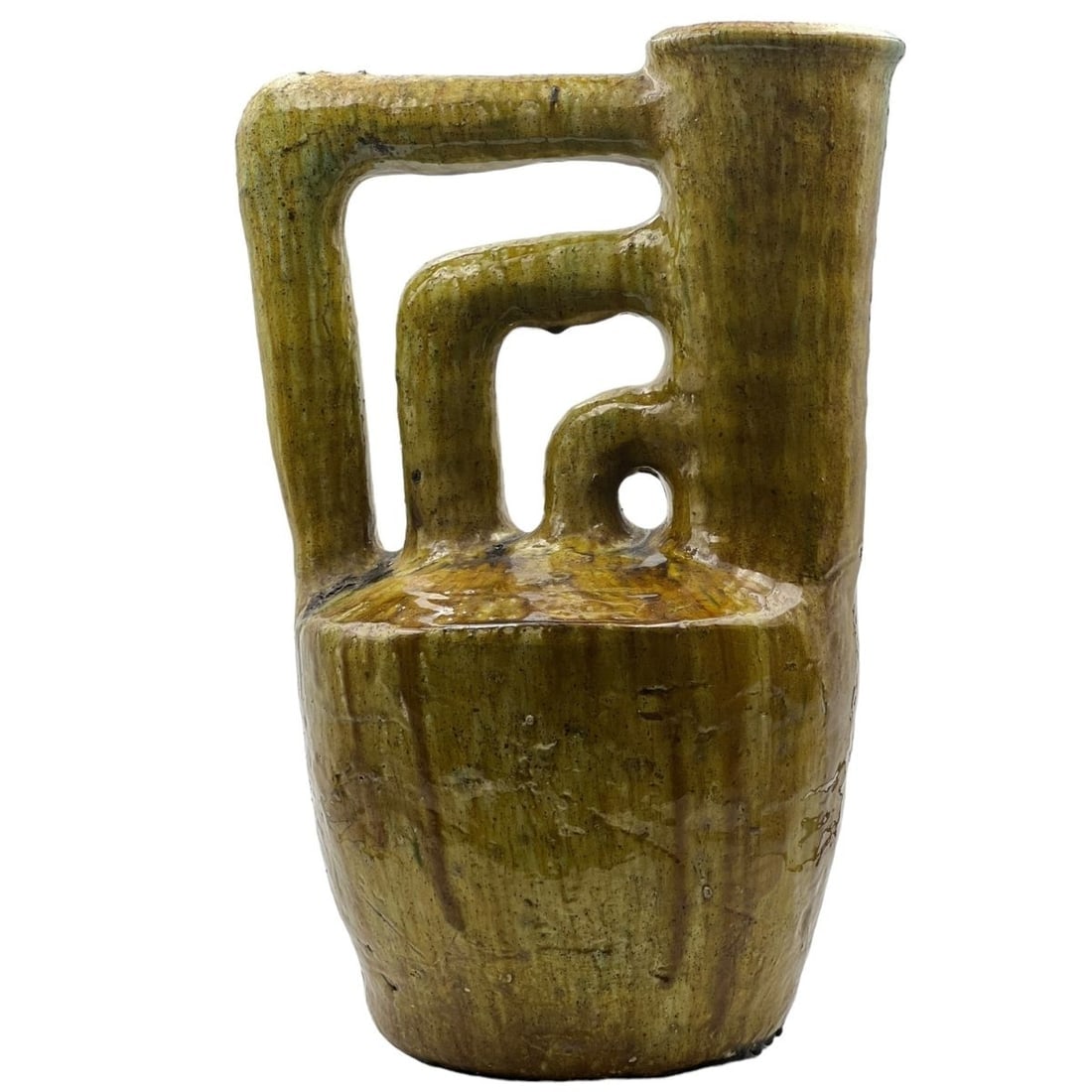 Green Tamegroute Pottery Vase – Handcrafted Natural Glaze - 3