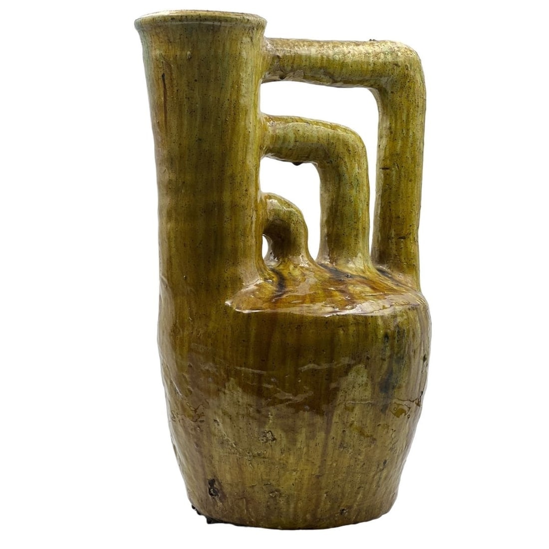 Green Tamegroute Pottery Vase – Handcrafted Natural Glaze - 5
