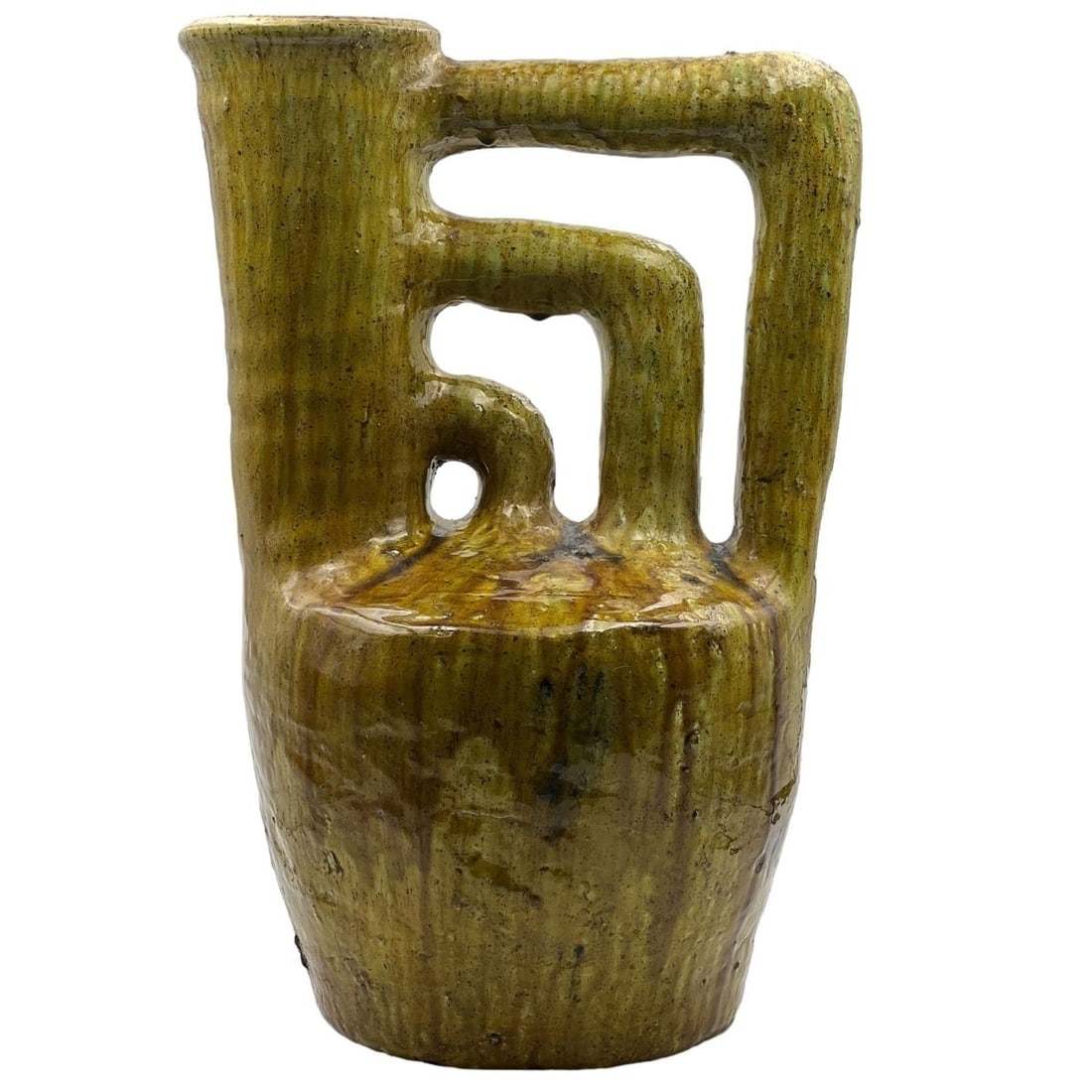 Green Tamegroute Pottery Vase – Handcrafted Natural Glaze - 6