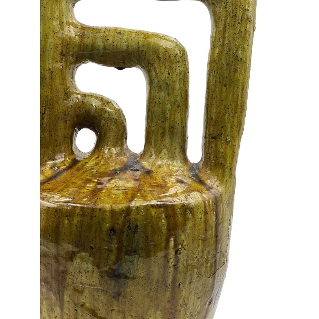 Green Tamegroute Pottery Vase – Handcrafted Natural Glaze - 7