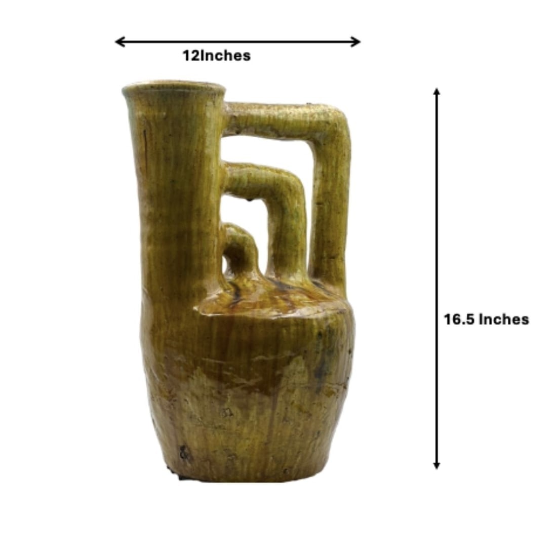 Green Tamegroute Pottery Vase – Handcrafted Natural Glaze - 8