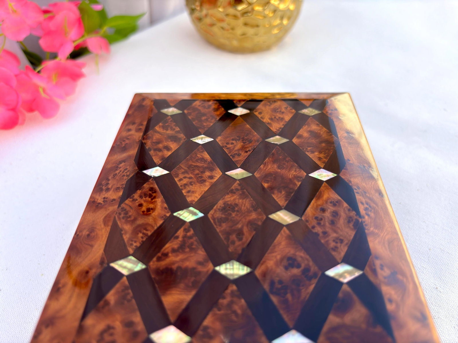 Thuya Burl Wood Jewelry Box – 8 × 5" - 12