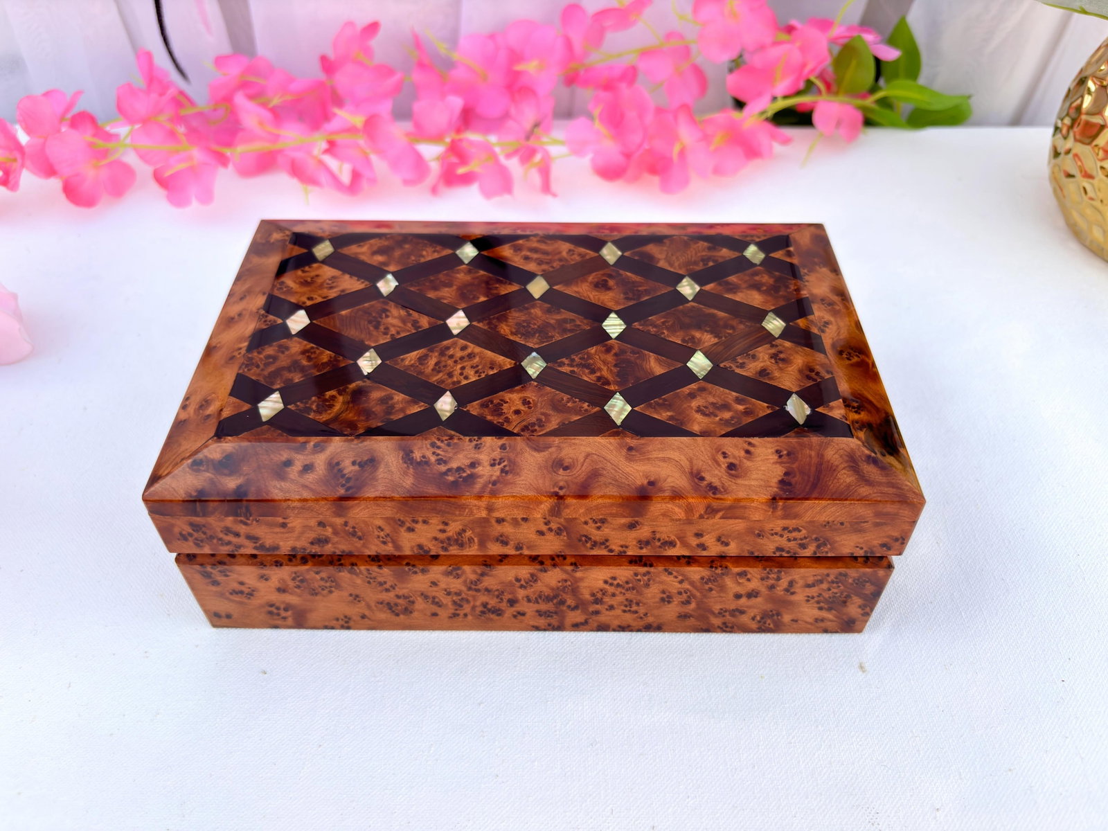 Thuya Burl Wood Jewelry Box – 8 × 5" - 3