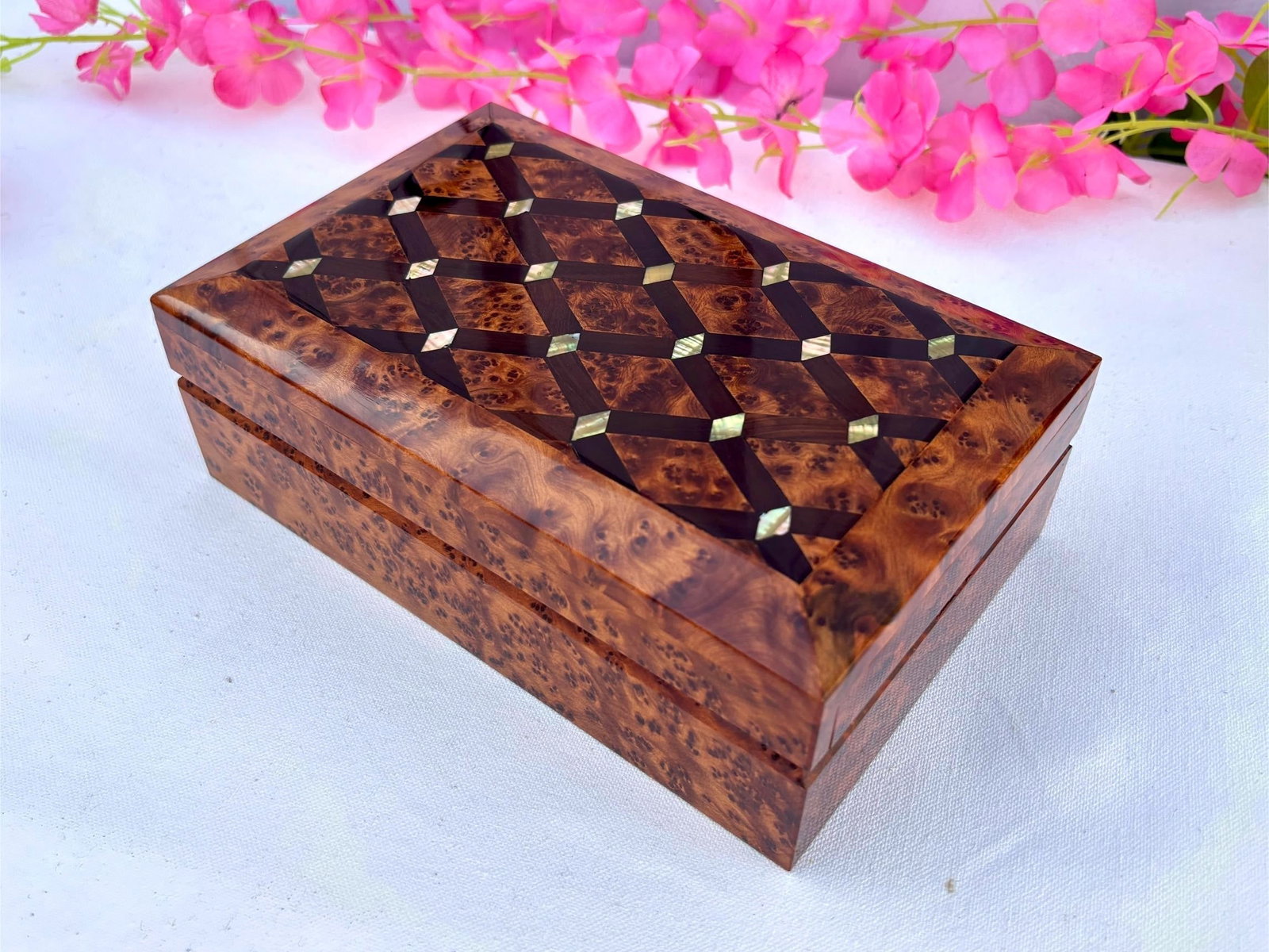 Thuya Burl Wood Jewelry Box – 8 × 5" - 4