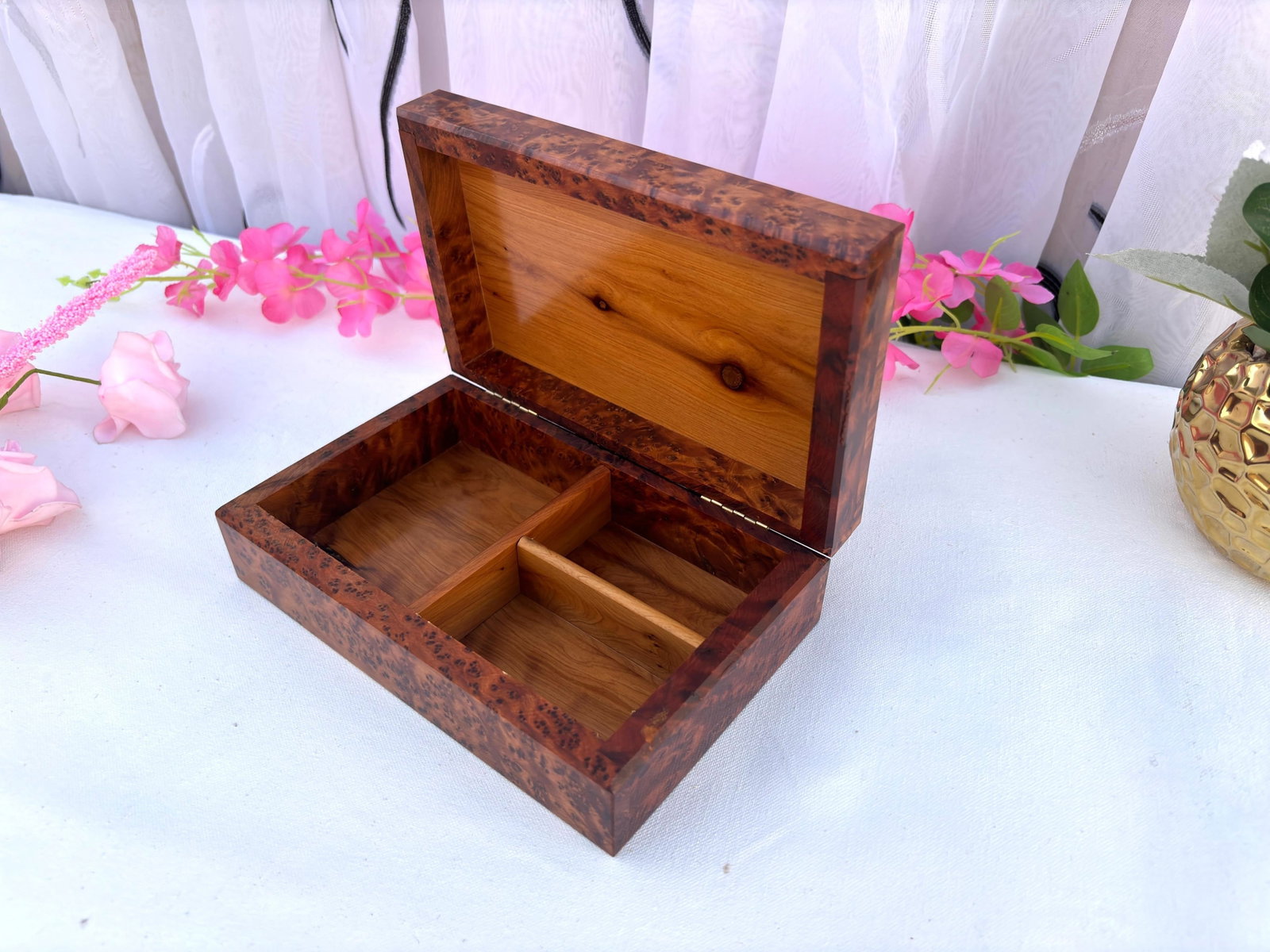 Thuya Burl Wood Jewelry Box – 8 × 5" - 6