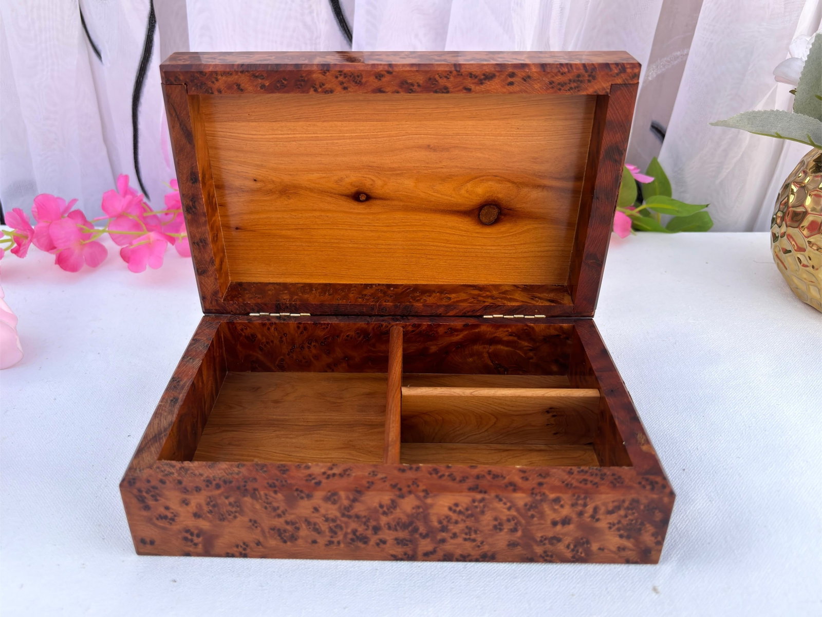 Thuya Burl Wood Jewelry Box – 8 × 5" - 7