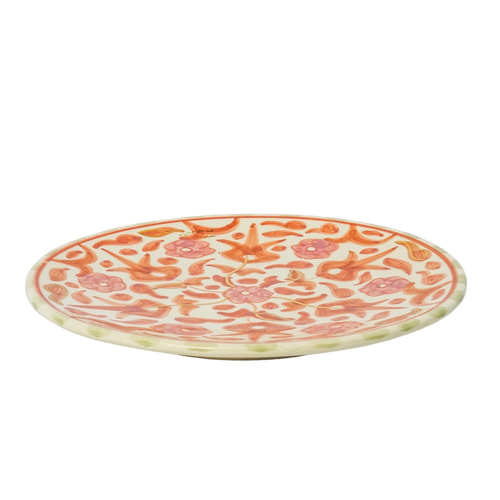 Vintage Handcrafted White Clay Floral Plate – Real Gold Foil - 4