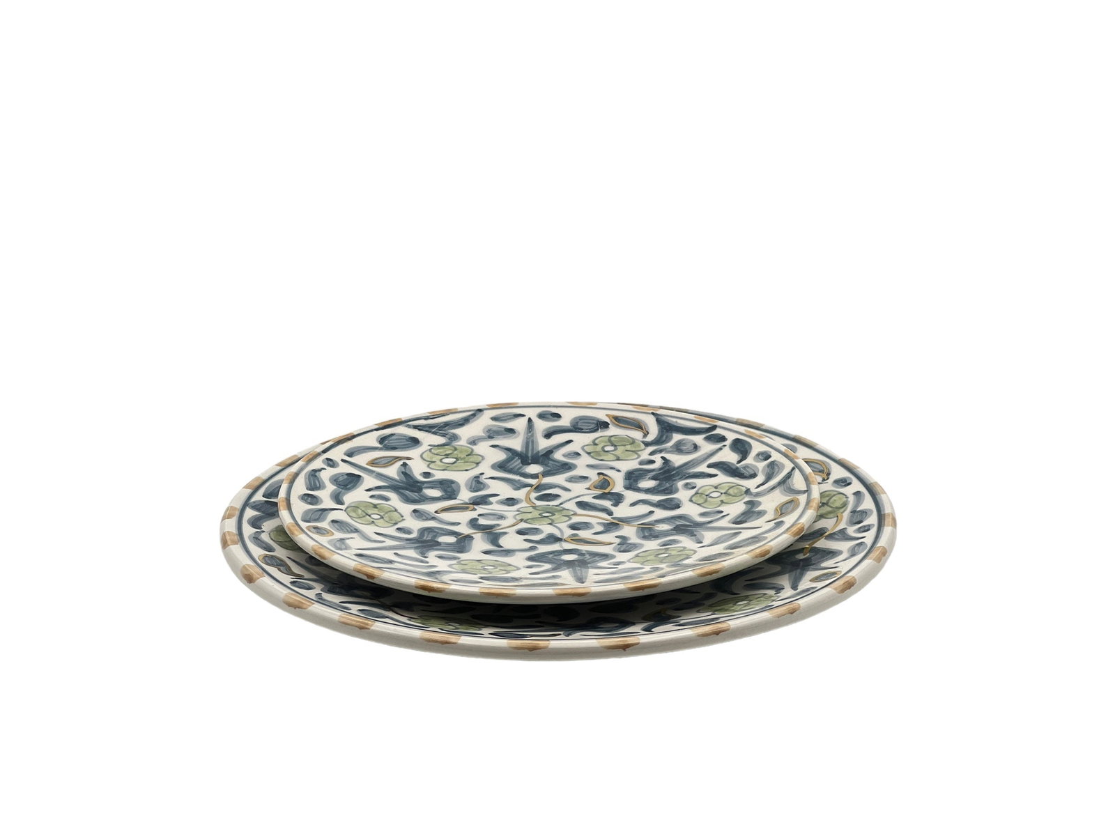 Vintage Handcrafted White Clay Floral Plate – Real Gold Foil - 7