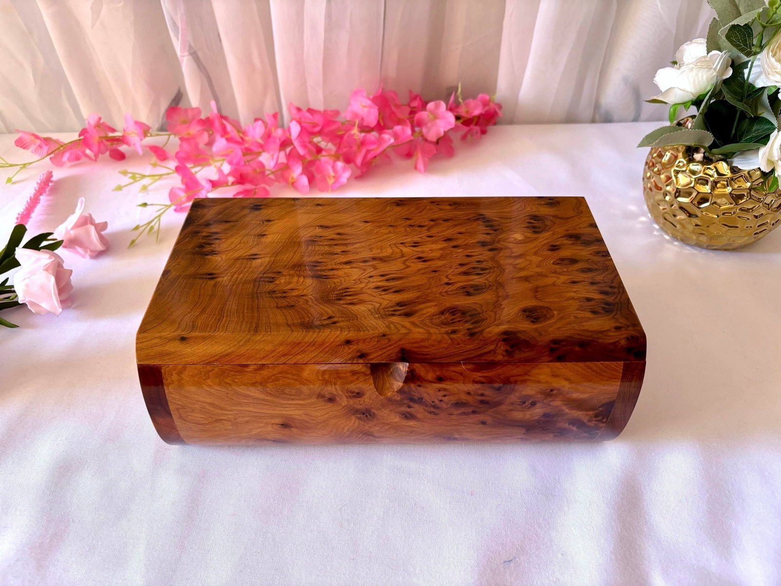 Thuya Burl Wood Jewelry Box – 10 × 6" - 3