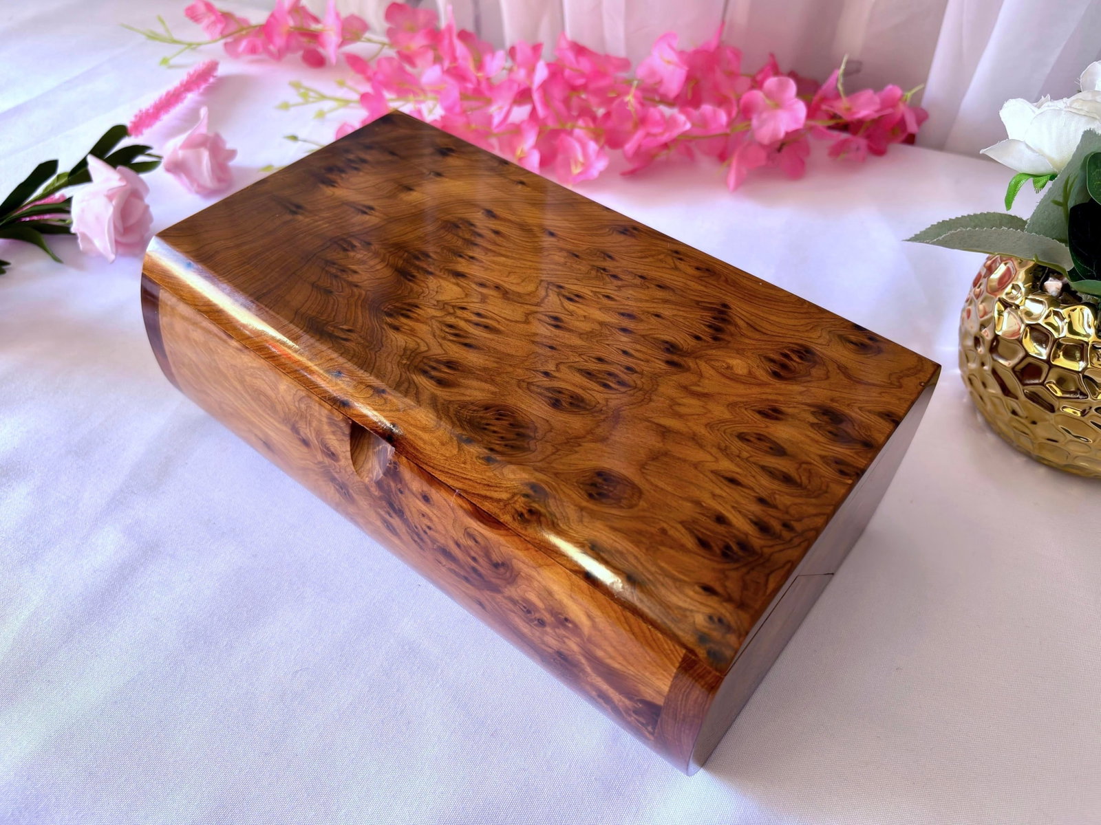 Thuya Burl Wood Jewelry Box – 10 × 6" - 5