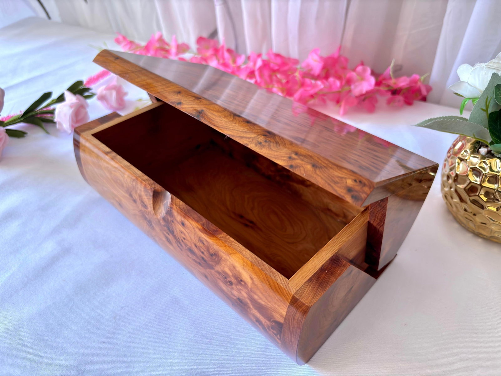 Thuya Burl Wood Jewelry Box – 10 × 6" - 7