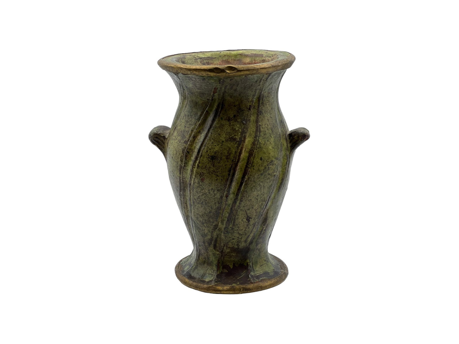 Handcrafted Green Tamegroute Pottery Vase – Natural Glaze (1 of 3)