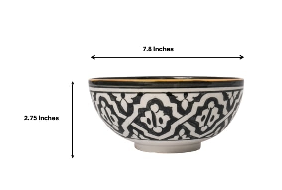 Vintage Round Handcrafted White Clay Bowl – Real Gold Foil - 11