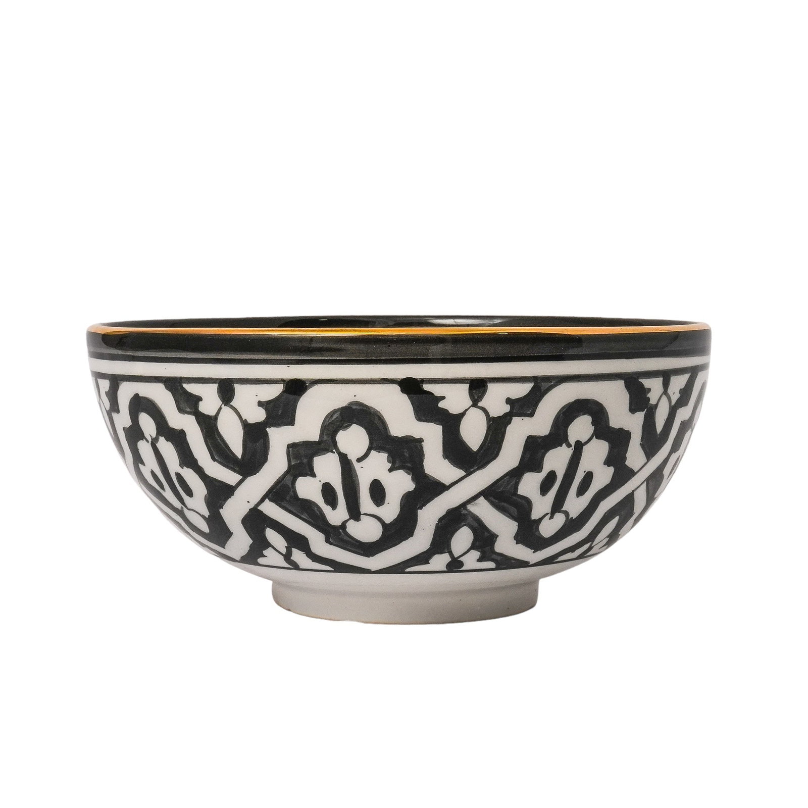 Vintage Round Handcrafted White Clay Bowl – Real Gold Foil - 4