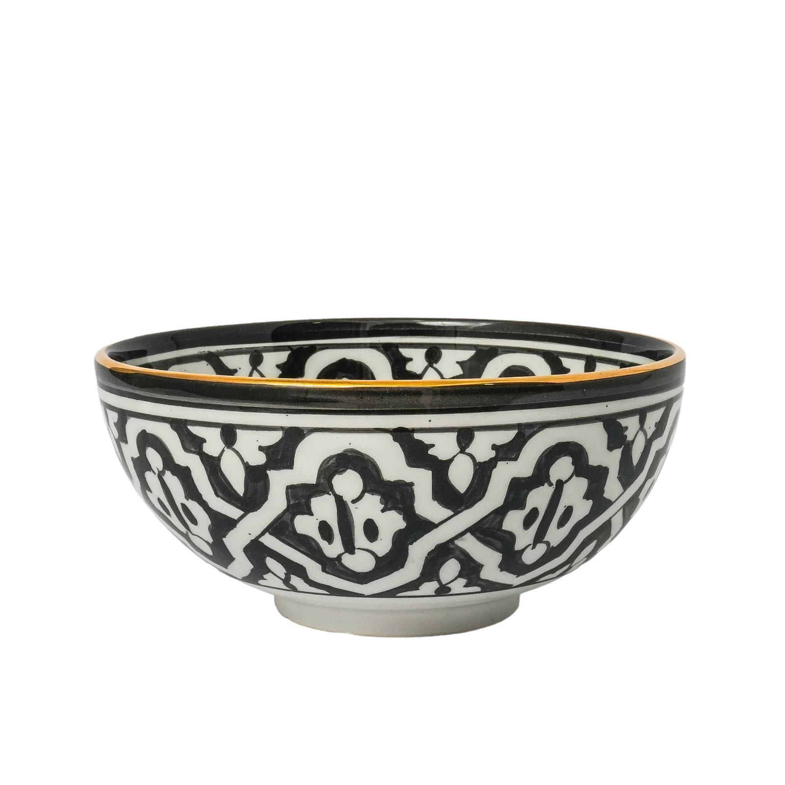 Vintage Round Handcrafted White Clay Bowl – Real Gold Foil - 5