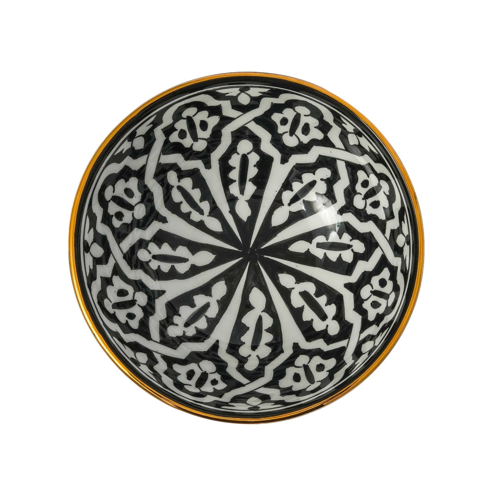 Vintage Round Handcrafted White Clay Bowl – Real Gold Foil - 6