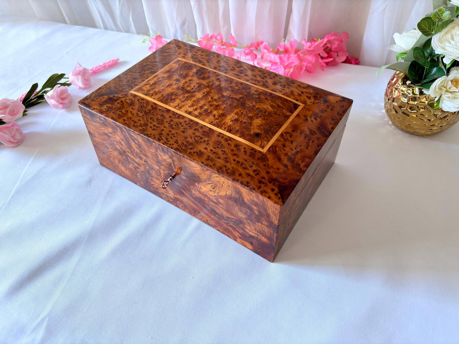 Thuya Burl Wood Jewelry Box – 12 × 8" - 7