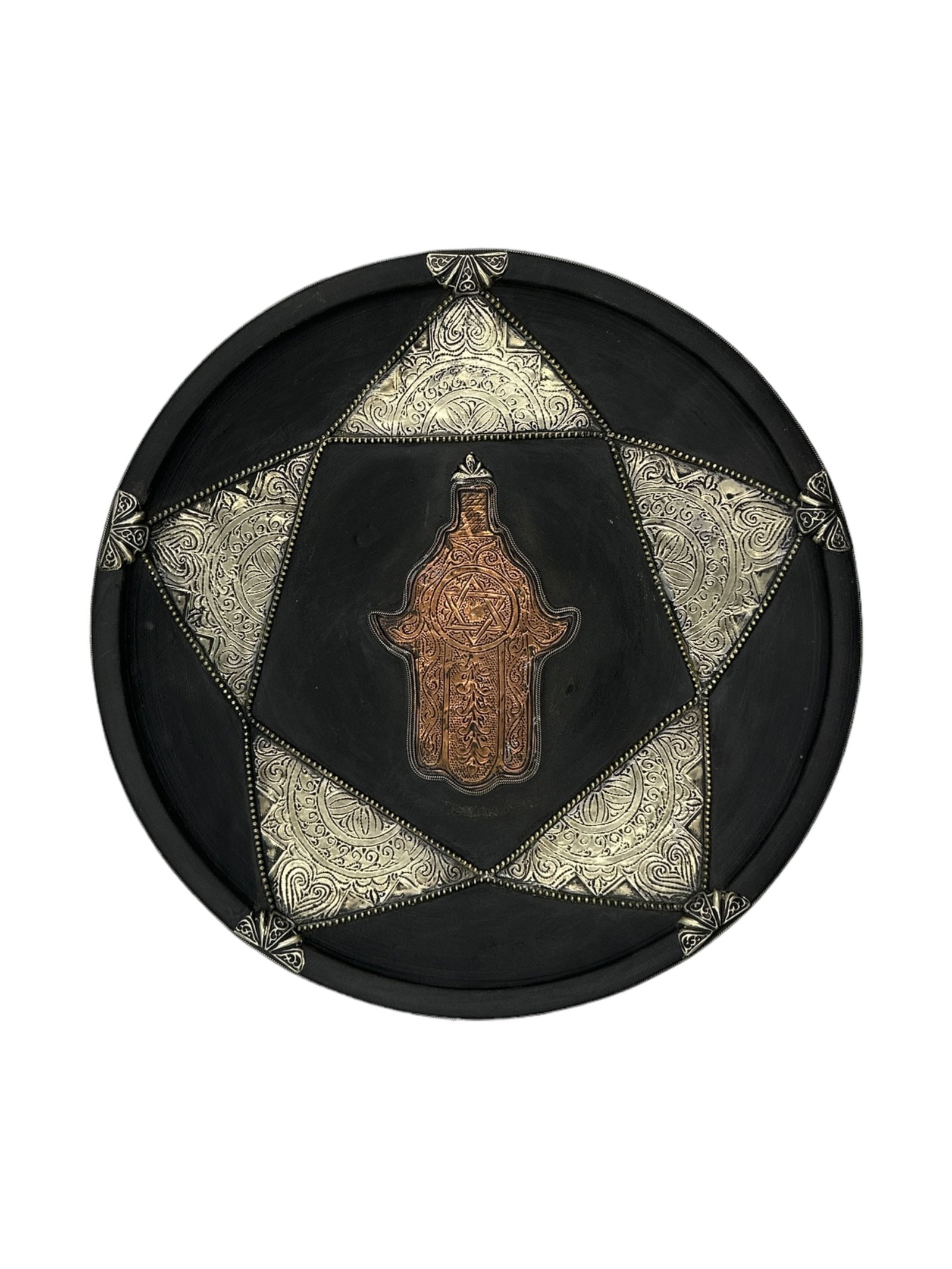 Handcrafted Hamsa Clay Pottery Plate – Natural Pigments: Khamsa Copper Plate Handcrafted Clay Pottery – Natural Pigments and Traditional Craftsmanship is a carefully crafted piece combining practical function with a distinctive, timeless design. Ideal for