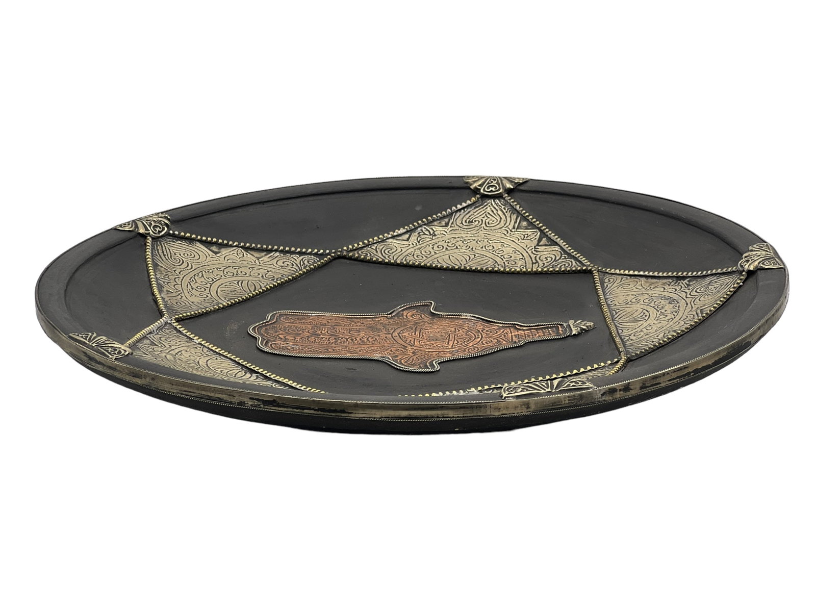 Handcrafted Hamsa Clay Pottery Plate – Natural Pigments - 2