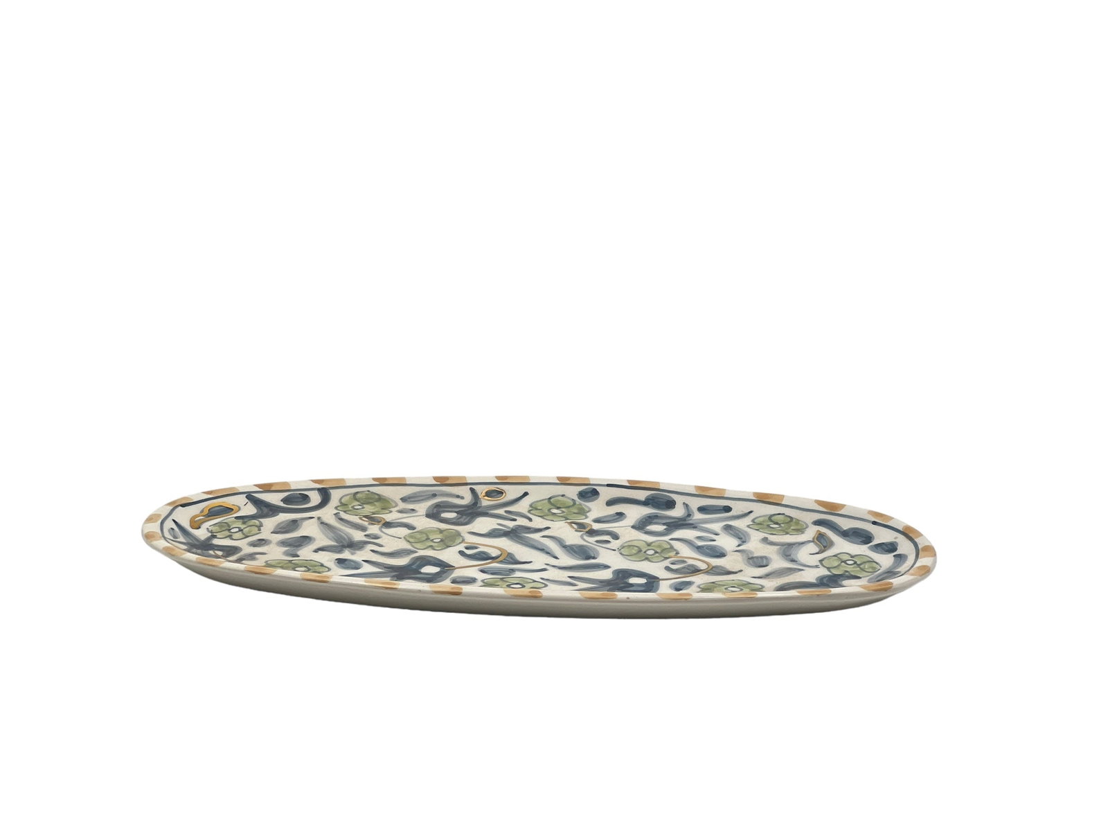 Vintage Handcrafted White Clay Serving Plate – Real Gold Foil - 7