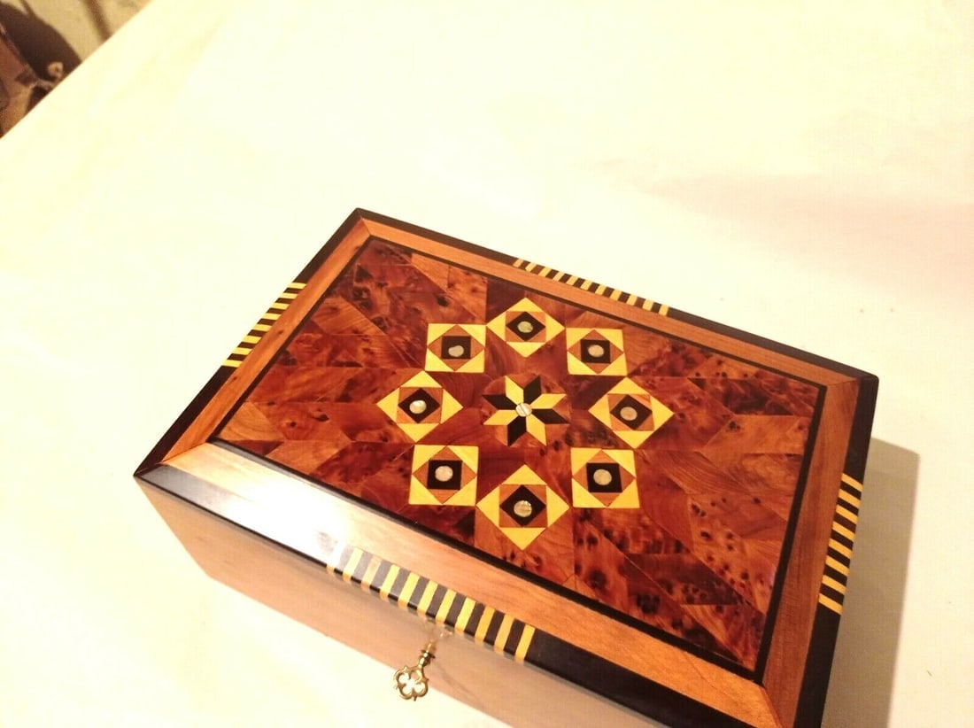 Inlaid Thuya Burl Wood Jewelry Box - 10