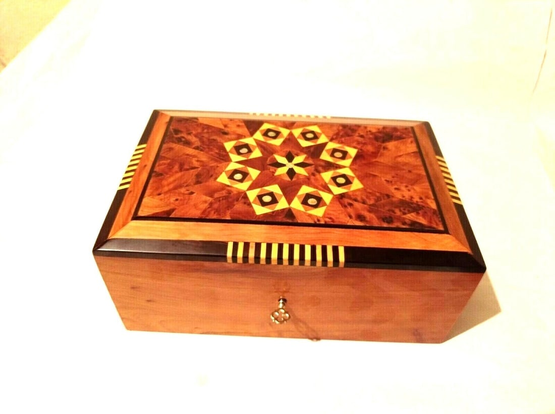 Inlaid Thuya Burl Wood Jewelry Box - 11