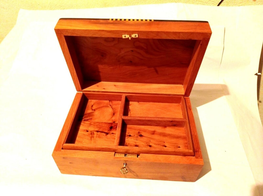 Inlaid Thuya Burl Wood Jewelry Box - 12