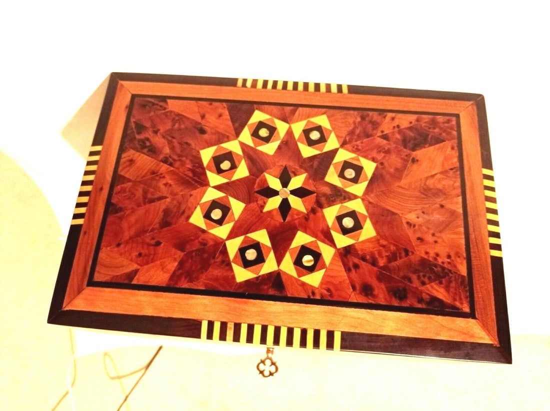 Inlaid Thuya Burl Wood Jewelry Box - 2